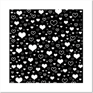 Black and white hearts Posters and Art